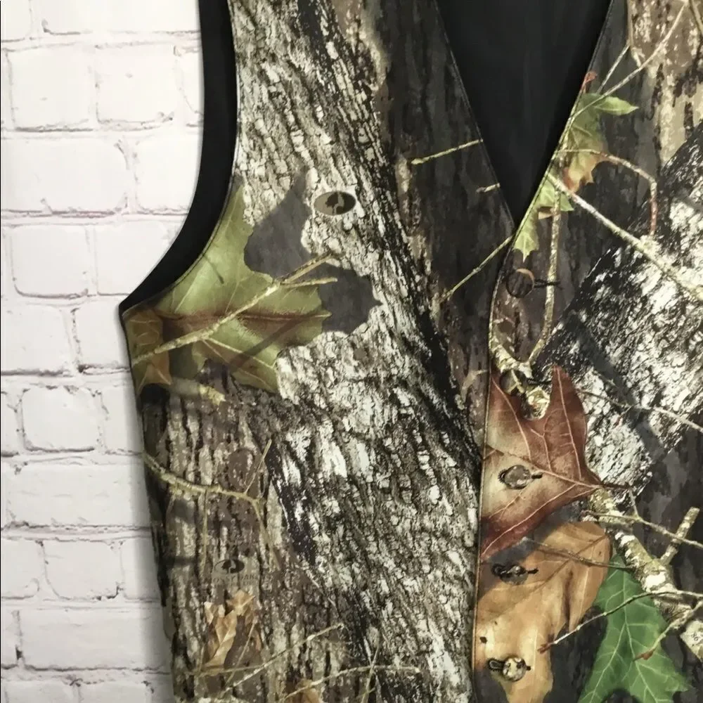 Men's Larr Brio Satin Tuxedo Mossy Oak Camo Vest Wedding Groom‎ Size S